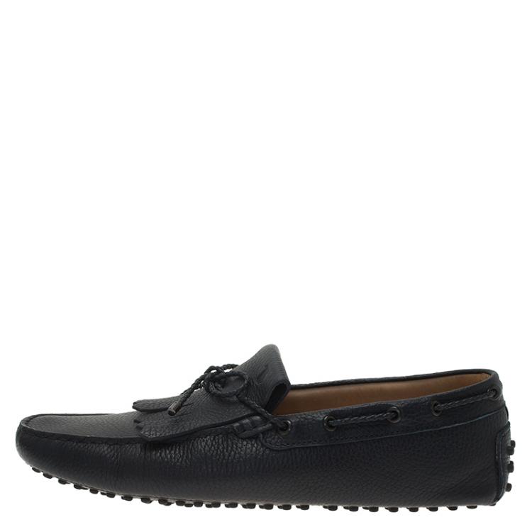 Pre Owned Tod's Black Bow Fringe Loafers Size 42