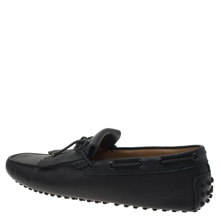 Pre Owned Tod's Black Bow Fringe Loafers Size 42