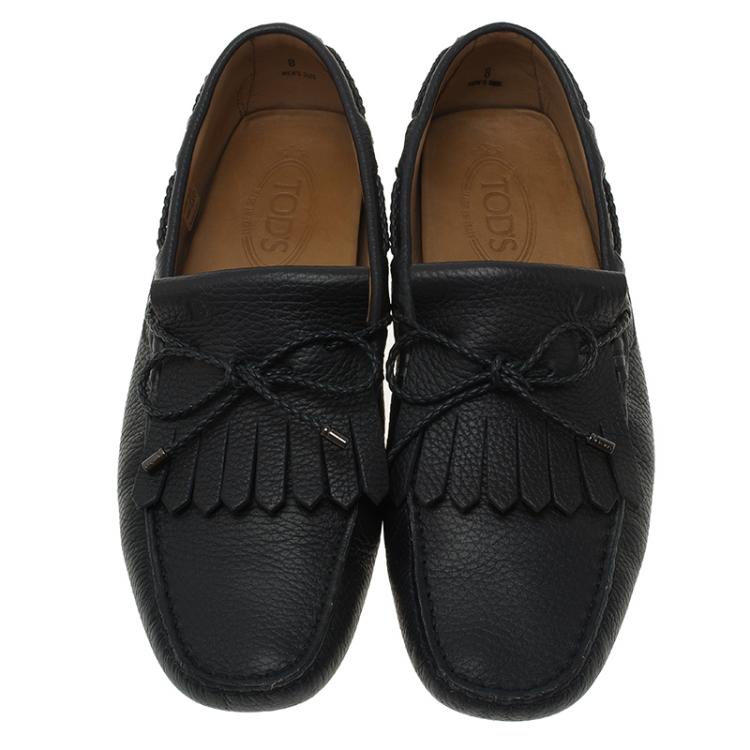 Pre Owned Tod's Black Bow Fringe Loafers Size 42