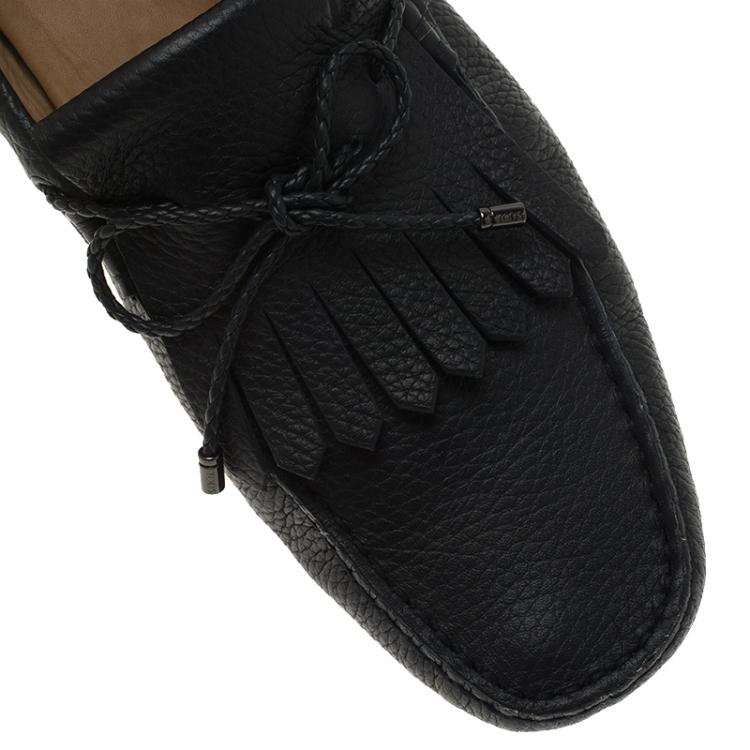 Pre Owned Tod's Black Bow Fringe Loafers Size 42