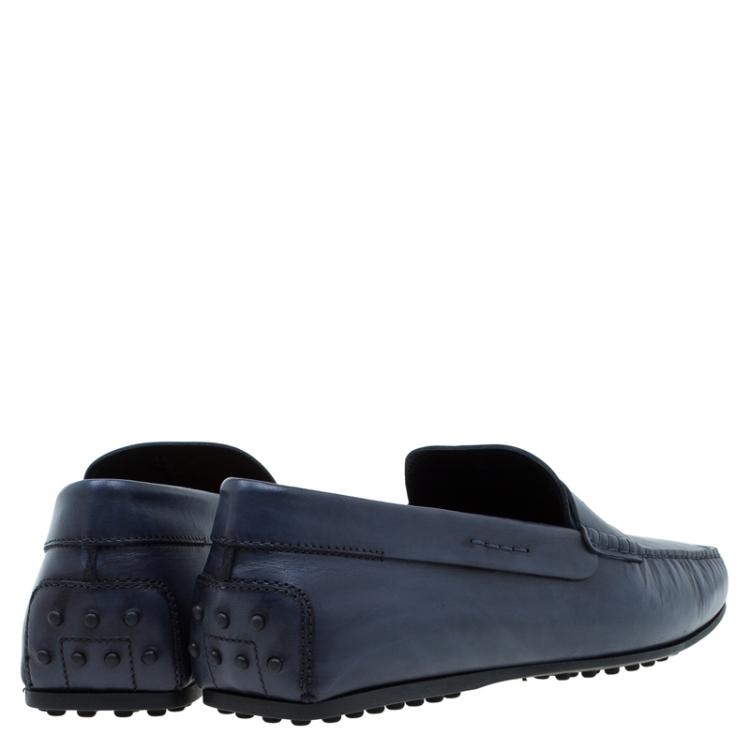 Pre Owned Tod's Navy Blue Leather Penny Loafers Size 45
