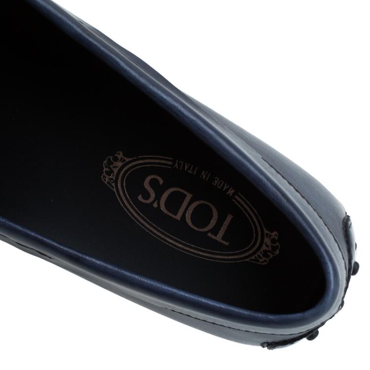 Pre Owned Tod's Navy Blue Leather Penny Loafers Size 45
