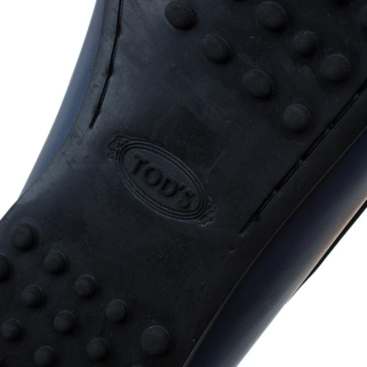 Pre Owned Tod's Navy Blue Leather Penny Loafers Size 45