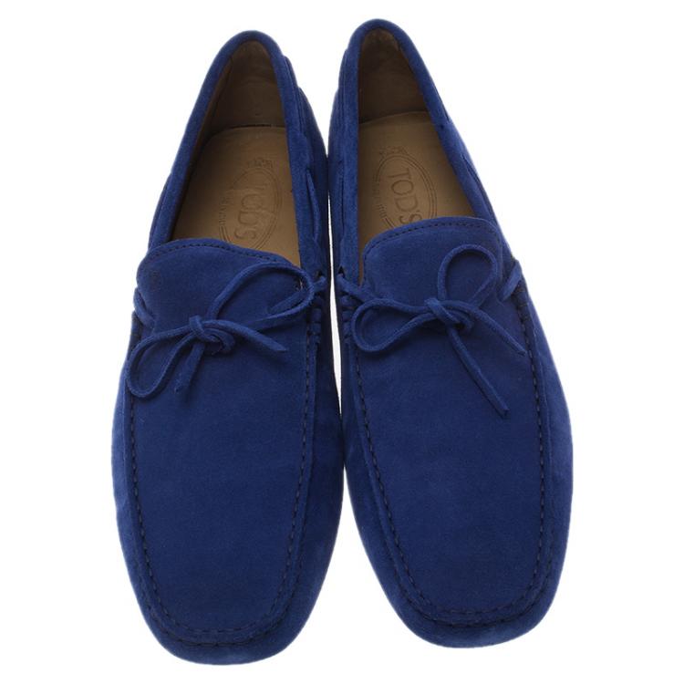 مملوكة مسبقًا Tod's Blue Suede Bow Loafers Size 47