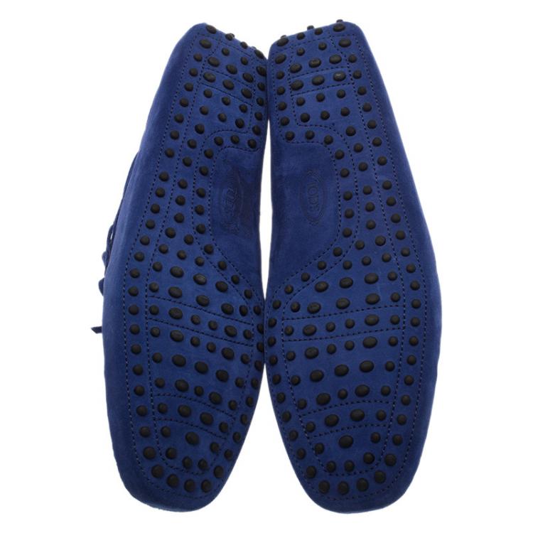 مملوكة مسبقًا Tod's Blue Suede Bow Loafers Size 47