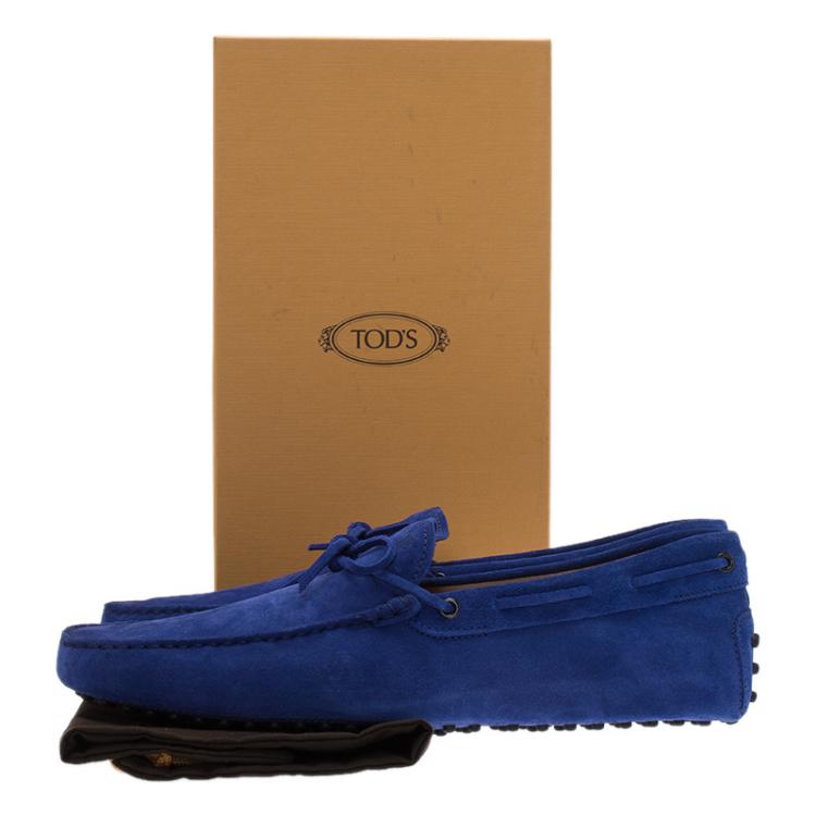 مملوكة مسبقًا Tod's Blue Suede Bow Loafers Size 47