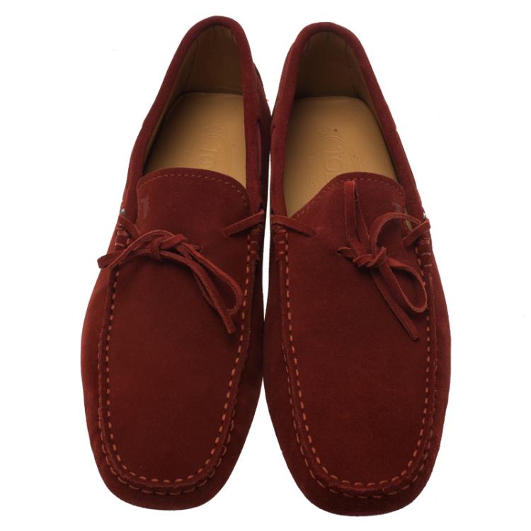 Pre Owned Tod's Brown Suede Bow Loafers Size 42.5
