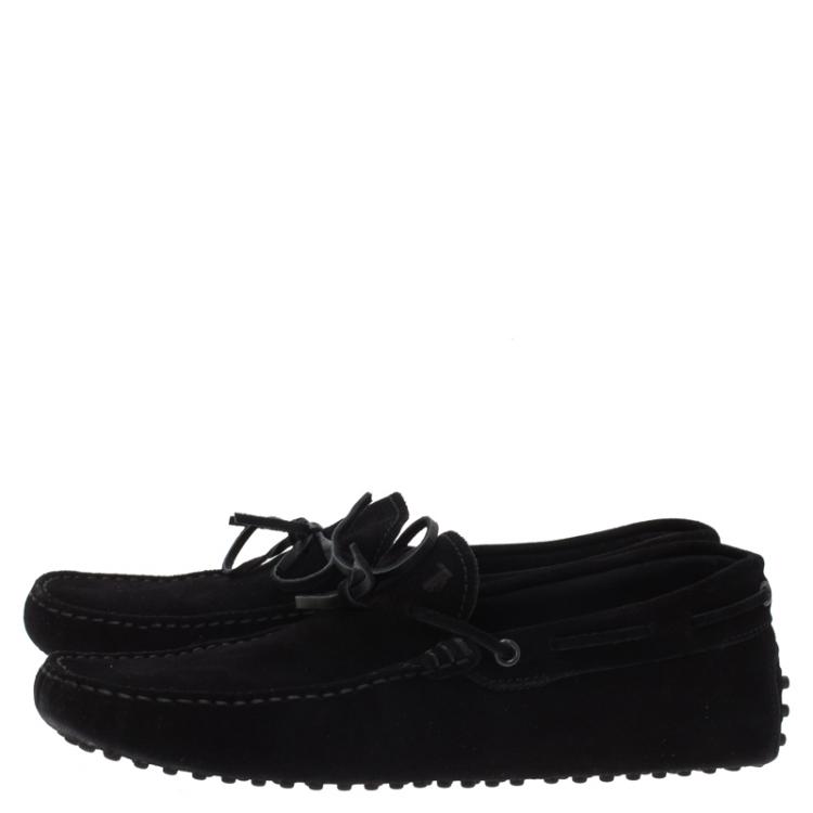 Pre Owned Tod's Black Suede Bow Loafers Size 42