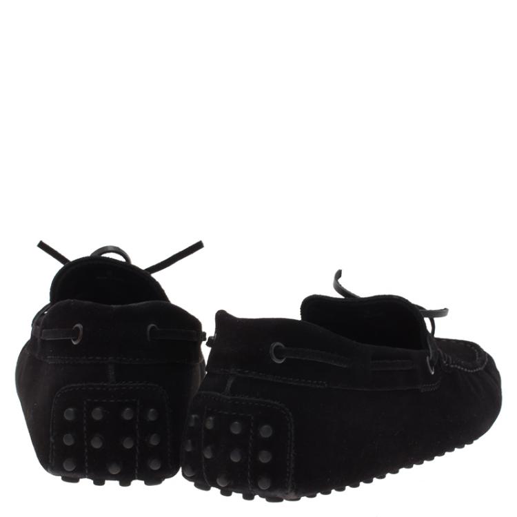 Pre Owned Tod's Black Suede Bow Loafers Size 42