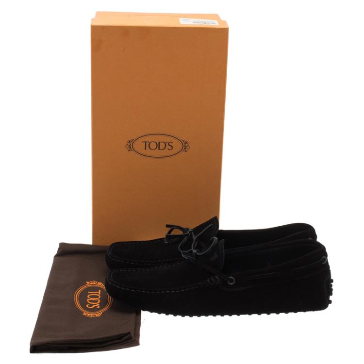 Pre Owned Tod's Black Suede Bow Loafers Size 42