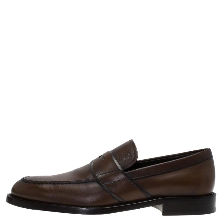 مملوكة مسبقًا Tod's Brown Leather Penny Loafers Size 41.5