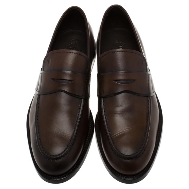 مملوكة مسبقًا Tod's Brown Leather Penny Loafers Size 41.5