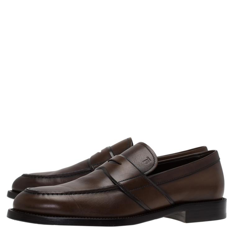 مملوكة مسبقًا Tod's Brown Leather Penny Loafers Size 41.5