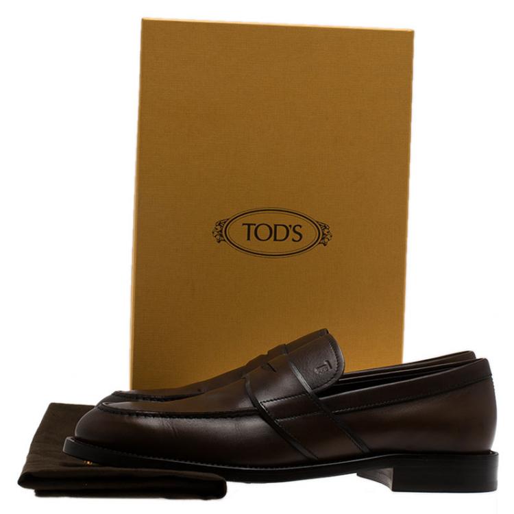 مملوكة مسبقًا Tod's Brown Leather Penny Loafers Size 41.5