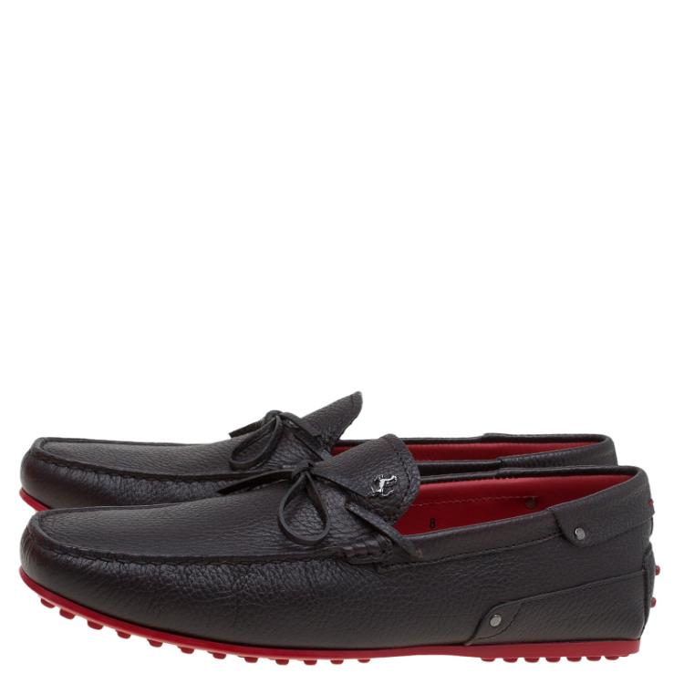 مملوكة مسبقًا Tod's Black Leather City Gommino Bow Loafers Size 42