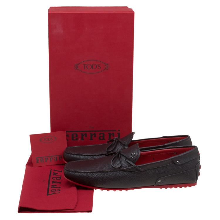 مملوكة مسبقًا Tod's Black Leather City Gommino Bow Loafers Size 42