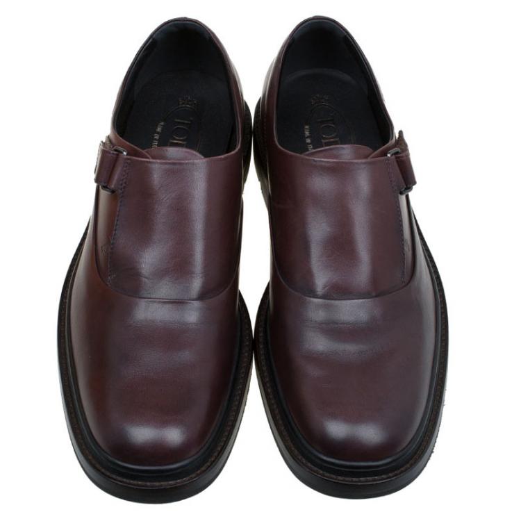 Pre Owned Tod's Brown Leather Monk Strap Shoes Size 42.5
