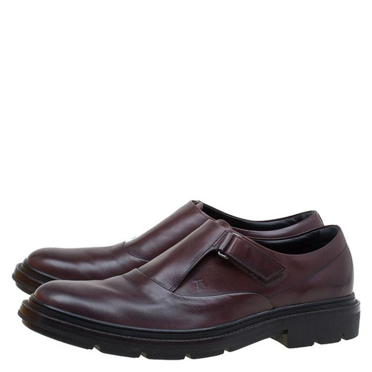 Pre Owned Tod's Brown Leather Monk Strap Shoes Size 42.5