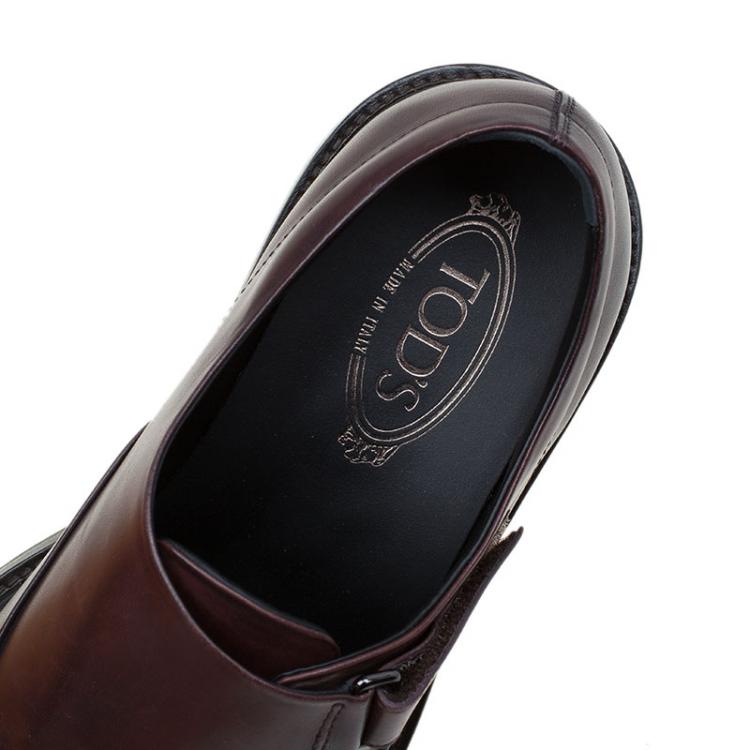 Pre Owned Tod's Brown Leather Monk Strap Shoes Size 42.5