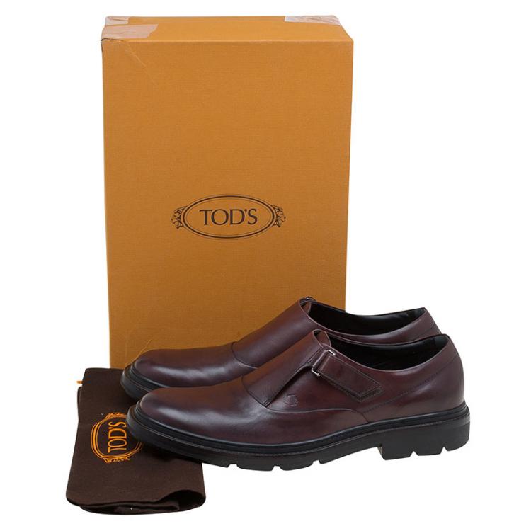 Pre Owned Tod's Brown Leather Monk Strap Shoes Size 42.5