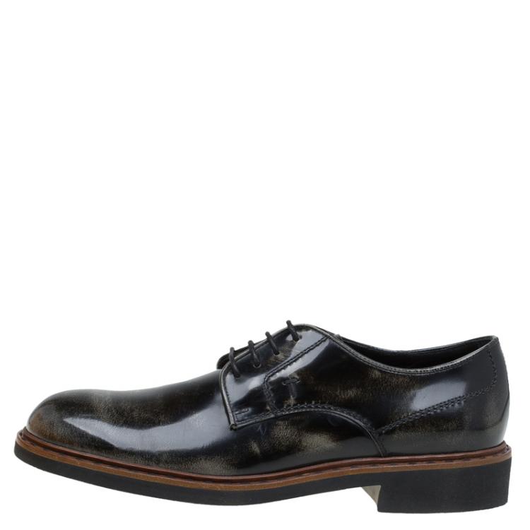 Pre Owned Tod's Black Leather Lace Up Derby Size 42.5