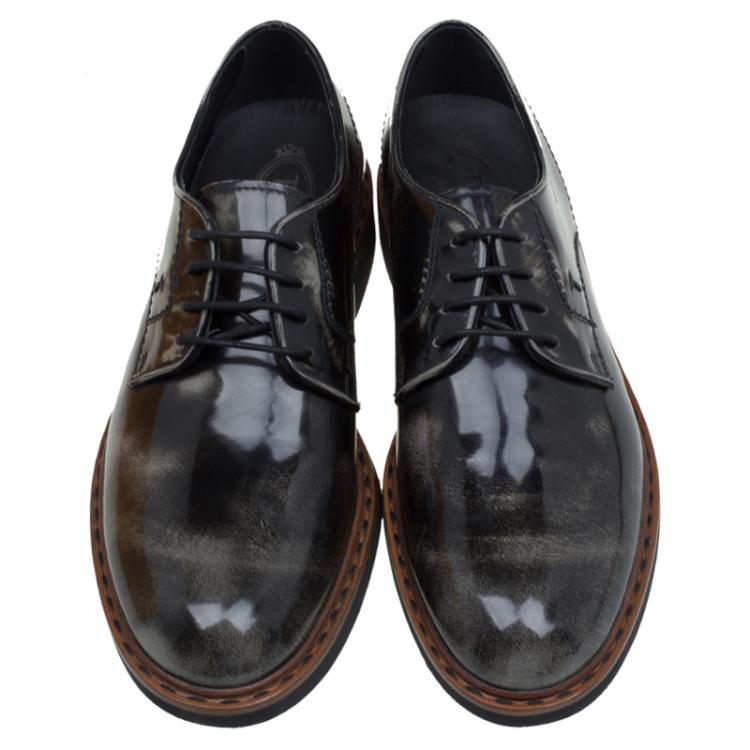 Pre Owned Tod's Black Leather Lace Up Derby Size 42.5