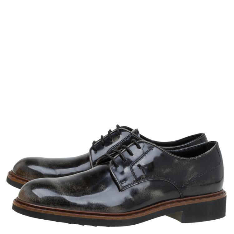 Pre Owned Tod's Black Leather Lace Up Derby Size 42.5