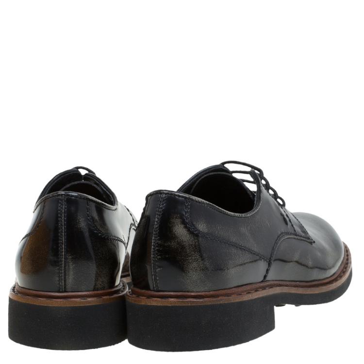 Pre Owned Tod's Black Leather Lace Up Derby Size 42.5