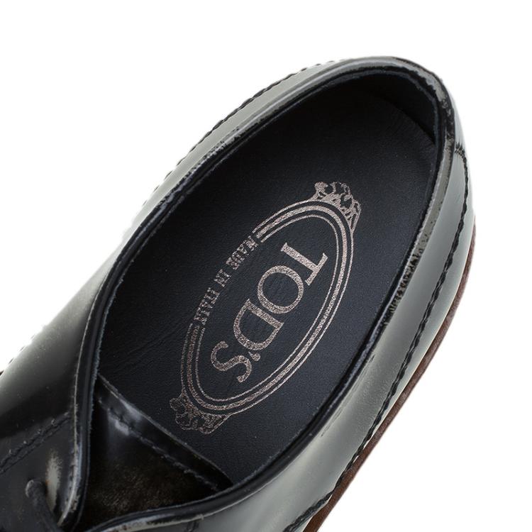 Pre Owned Tod's Black Leather Lace Up Derby Size 42.5