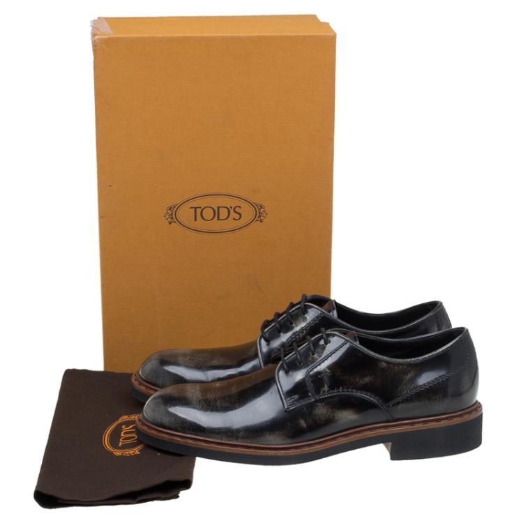 Pre Owned Tod's Black Leather Lace Up Derby Size 42.5