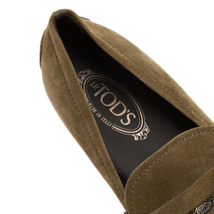 مملوكة مسبقًا J.P Tod's Brown Suede Penny Loafers Size 44