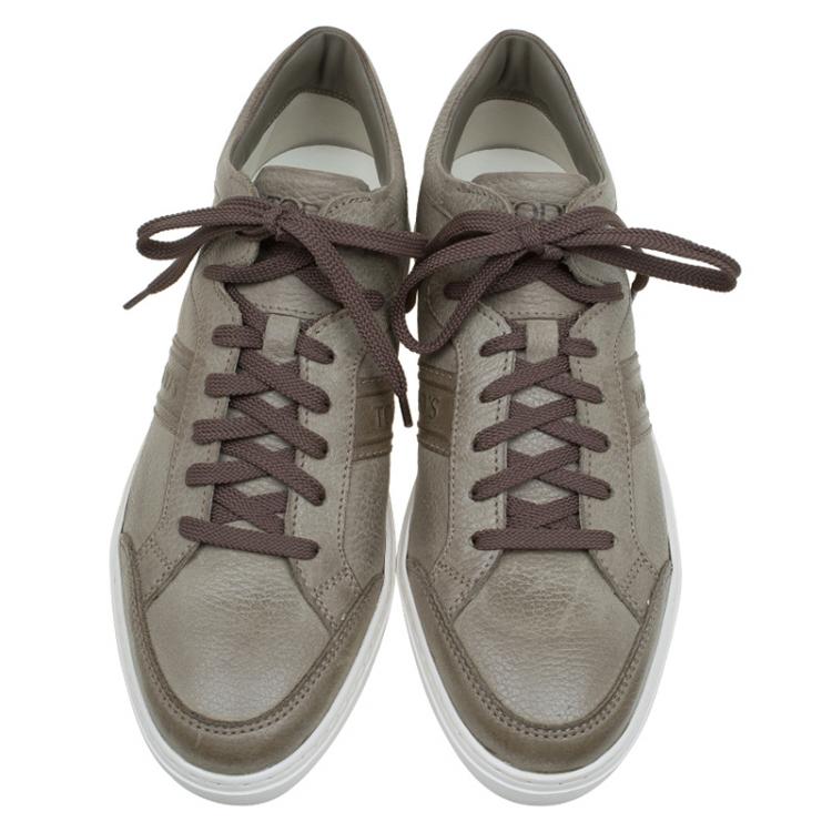 Pre Owned Tod's Green Leather Sneakers Size 40