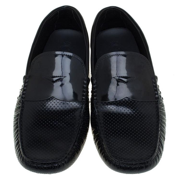 Pre Owned Tod's Black Perforated Leather Loafers Size 43