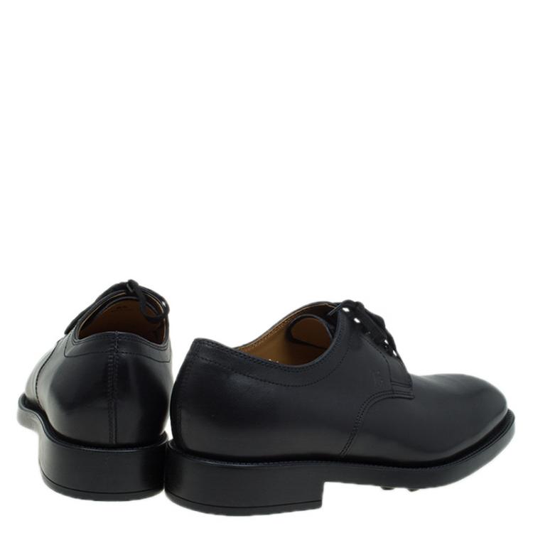 Pre Owned Tod's Black Leather Lace Up Oxfords Size 40