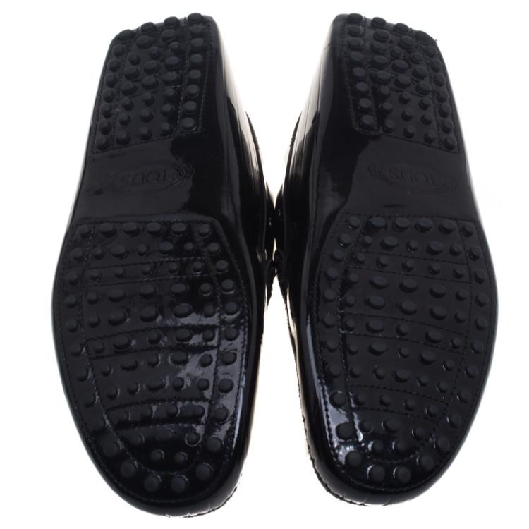 Pre Owned Tod's Black Patent Leather Loafers Size 43
