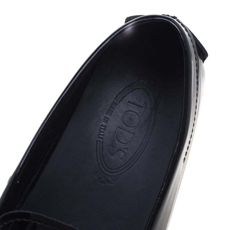 Pre Owned Tod's Black Patent Leather Loafers Size 43