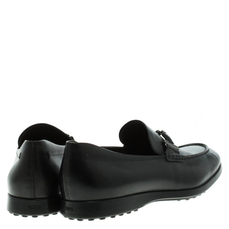 Pre Owned Tod's Black Leather Buckle Loafers Size 41.5