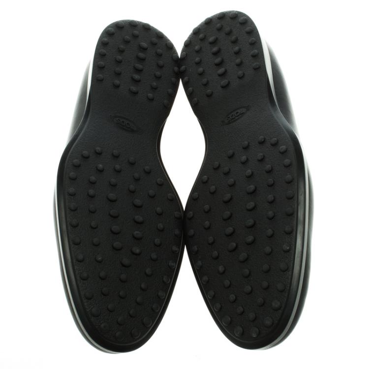 Pre Owned Tod's Black Leather Buckle Loafers Size 41.5