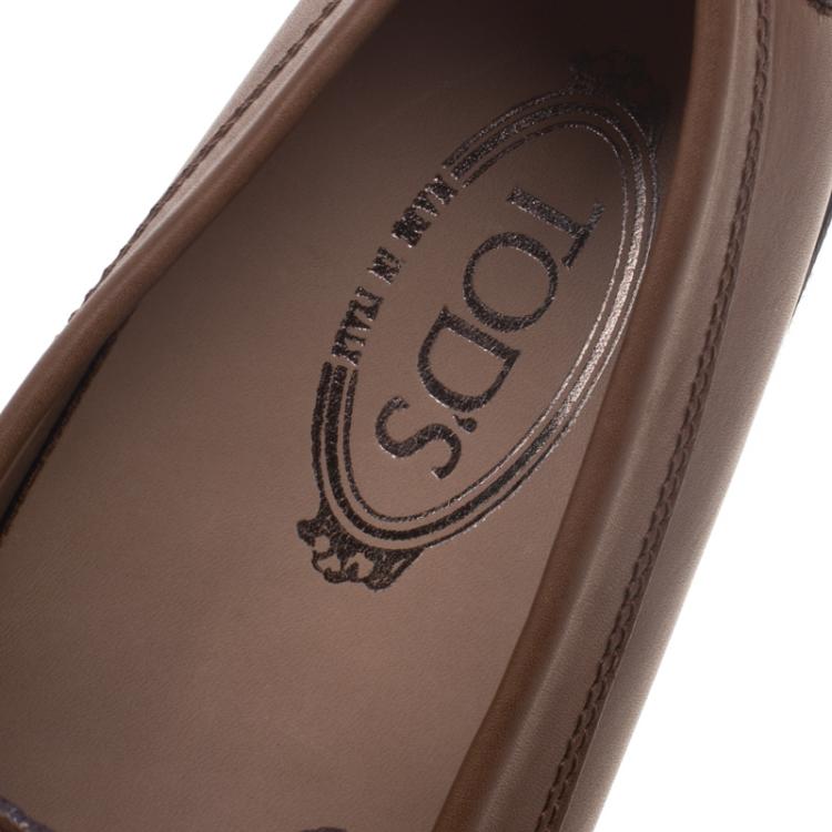 Pre Owned Tod's Brown Leather Penny Loafers Size 39.5