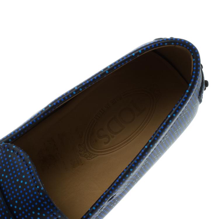 Pre Owned Tod's Blue Printed Leather Loafers Size 41