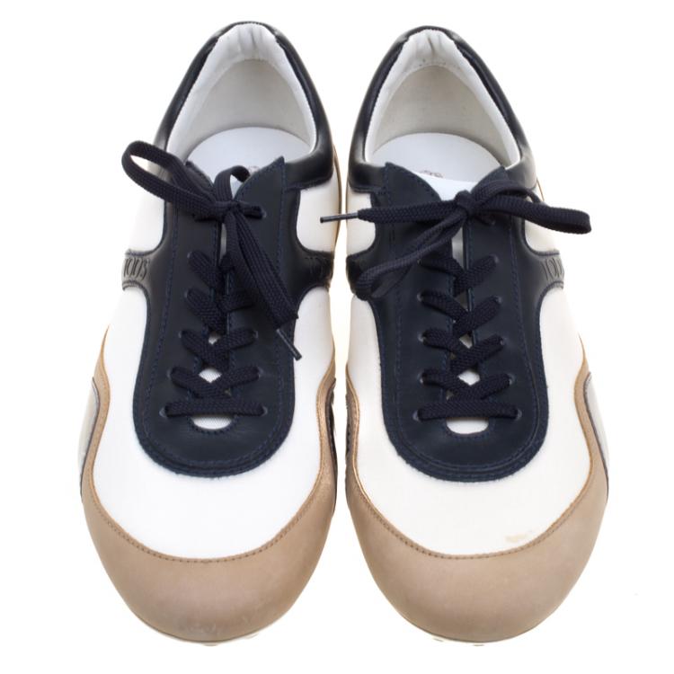 Pre Owned Tod's Tricolor Leather And Canvas Sneakers Size 45.5