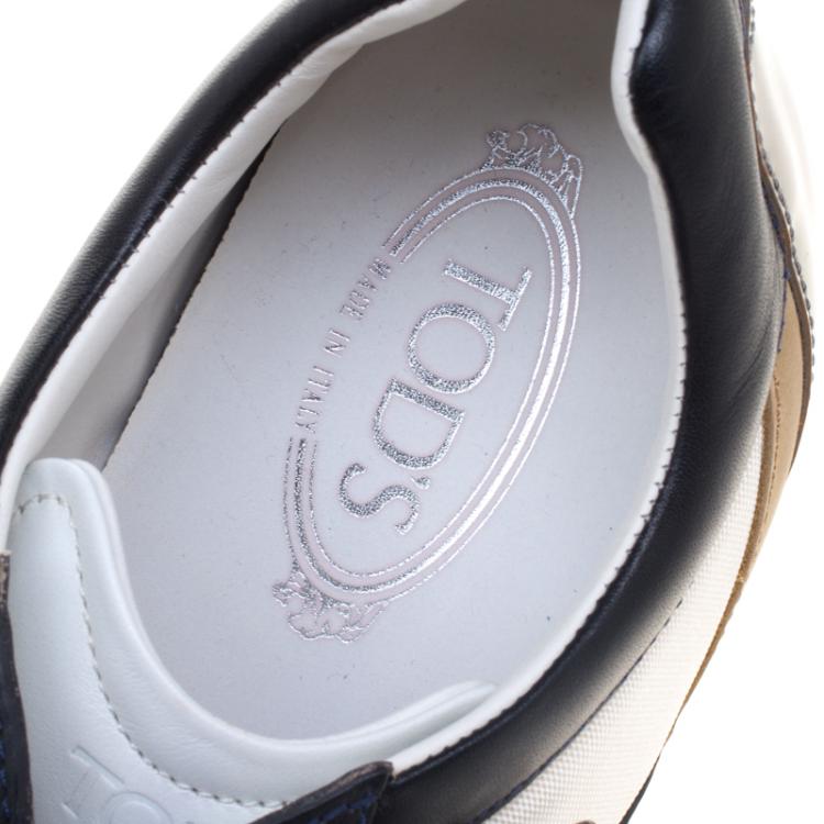 Pre Owned Tod's Tricolor Leather And Canvas Sneakers Size 45.5