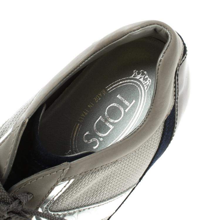 Pre Owned Tod's Tricolor Leather and Suede Sneakers Size 39