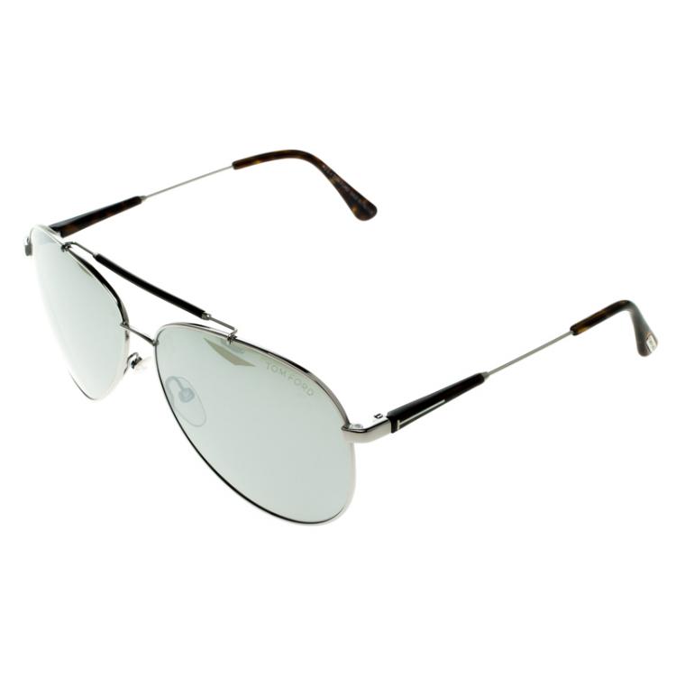 Pre Owned Tom Ford Silver TF 378 Rick Aviator Sunglasses