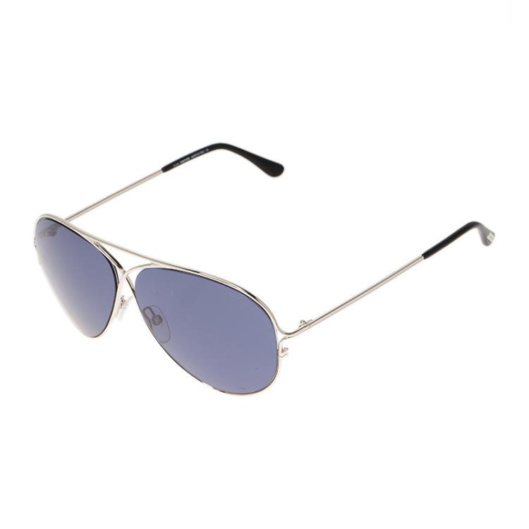Pre Owned Tom Ford Silver Peter Aviators Sunglasses