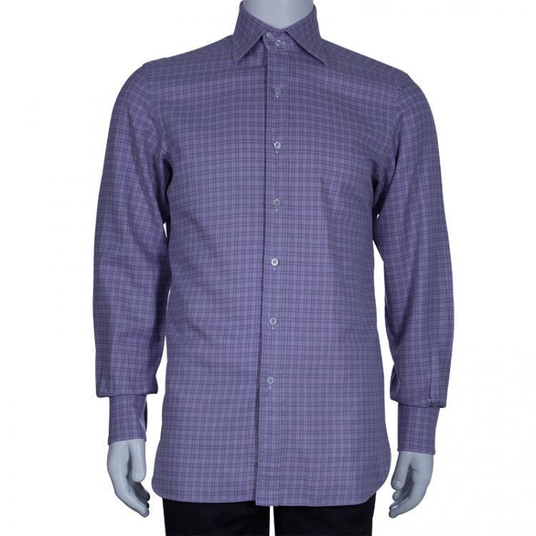 Pre Owned Tom Ford Men's Purple Check Shirt M