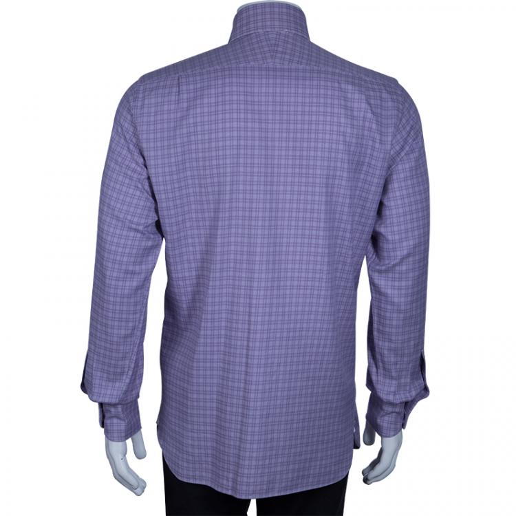 Pre Owned Tom Ford Men's Purple Check Shirt M