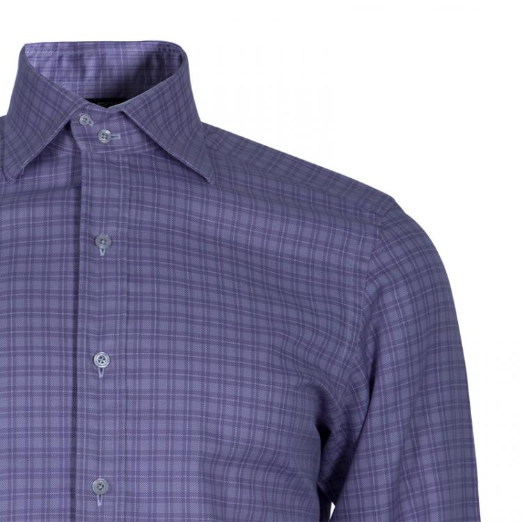 Pre Owned Tom Ford Men's Purple Check Shirt M