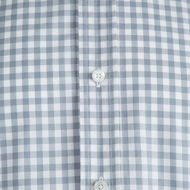 Pre Owned Tom Ford Grey Contrast Collar Gingham Checked Cotton Shirt L