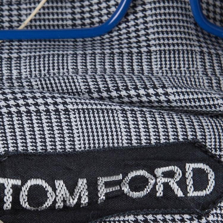 مملوكة مسبقًا Tom Ford Grey Glen Plaid Checked Cotton Shirt L